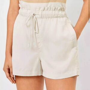 NWT LOFT High Waist White Stretchy Shorts with Drawstring
